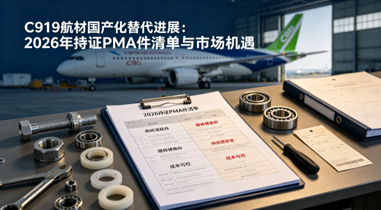 国产C919飞机PMA持证航材清单，航空零部件国产化适航资料